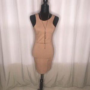 Tan fitted mid dress. Worn once